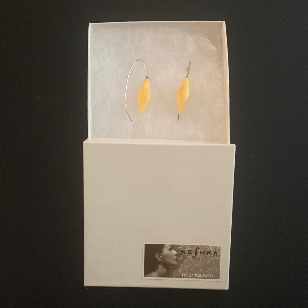 Yellow Amber Drop Earrings